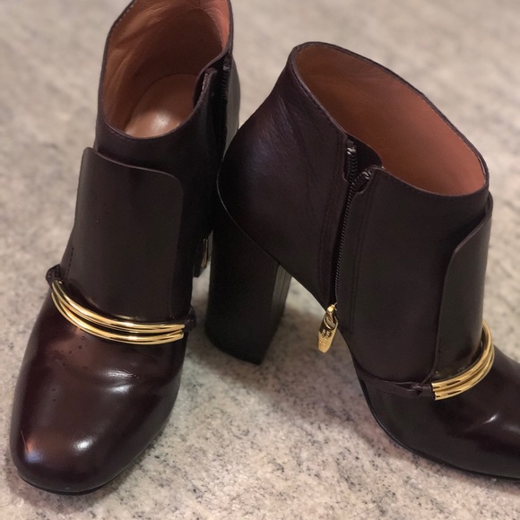 Burgundy Genuine Leather Boots Luxury size 8 - Picture 1 of 4